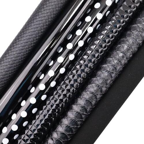 30x134cm Roll Black Smooth Litchi Lychee Embossed Cross Faux Synthetic Artificia Leather Fabric For Bows Earring Handbags PC001