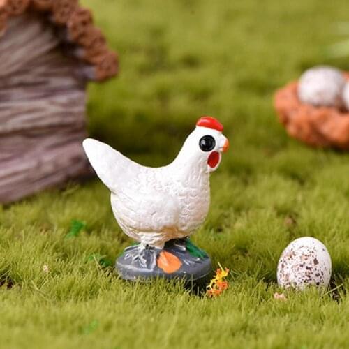 5Pcs Miniature Model Handmade Chicken Shape Plastic Decorative Multi-use Miniature Decor for Doll House Garden Sculpture