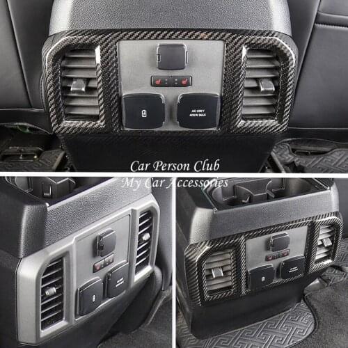 ABS Carbon Fiber Rear Row USB Air Condition Outlet Vent Cover Trims For Ford F150 2017-2020 Raptor Car Interior Accessories