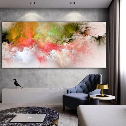 DDWW Pink Green Cloud Abstract Oil Painting Think Independe Wall Picture For Living Room Canvas Modern Art Poster And Print
