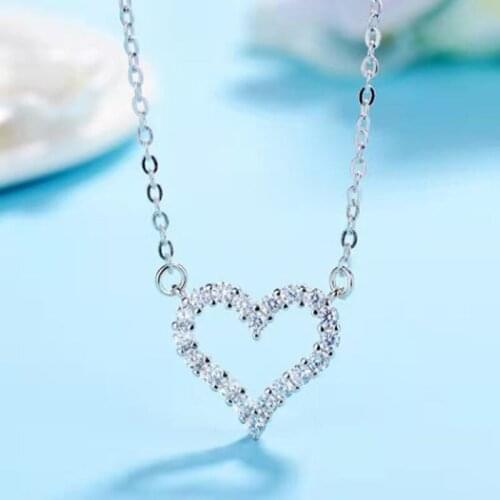 AIYANISHI Delicate Hollow Heart Pendent Necklace Stud Earring Shiny Sona Bridal Marriage Jewelry Versatile Statement Necklaces