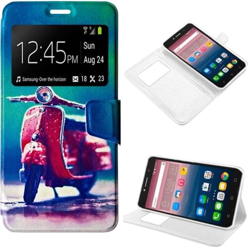 Case Flip Cover Alcatel Pixi 4 (6) 4G Drawings Motorbike