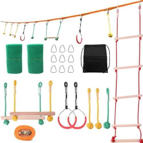 Kids Outdoor Rings Gymnastic Ring Swing Outdoor Sports Obstacle Walking Flat Belt Balance Training Climbing Rope Rope Ladder