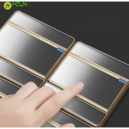 Household Brushed Switch socket panel 5 hole USB socket 16A air conditioning socket 1Gang 2 Gang 3 Gang 4 Gang 1Way 2Way switch