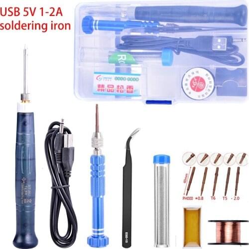 Mini Portable Battery 8W USB Electric Soldering Irons 5V 1-2A Wireless Charging Battery Soldering Iron Welder with Welding Tool