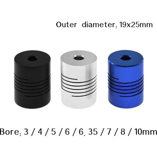 D19L25 5x8mm Aluminium CNC Motor Jaw Shaft Coupler 5mm To 8mm Flexible Coupling OD 19x25mm Dropshipping 3/4/5/6/6.35/7/8/10mm