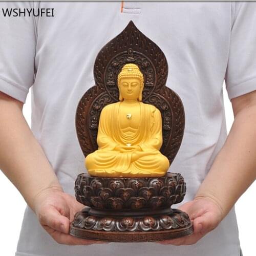Chinese Resin Buddha Statue Home Decoration Shop Lucky Fortune Ornaments Living Room Wine Cabinet Feng Shui Decor Accessories