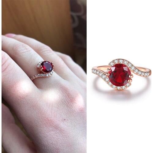 Luxury Retro Wedding Rings for Women Engagement Jewellry Women' Ring Female Rose Gold Color Ring With Stone Fashion Jewelry R389