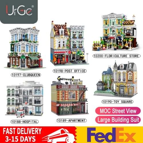 MORK 10198 MOC City Streetview Series The Post Office Bricks Toys Hospital Toy Square Model Building Blocks Kids Chlidren Gifts