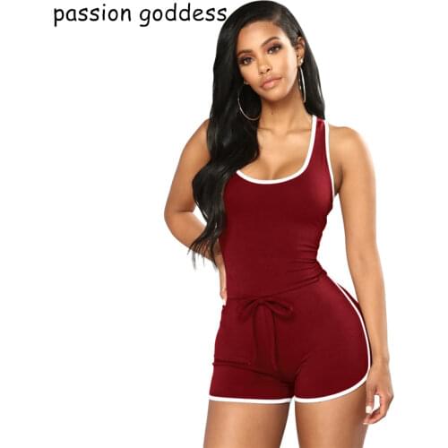 Summer Plus Size Women Casual Sexy Skinny Playsuits Sportwear Sleeveless Bodycon One Piece Black Short Jumpsuit Fitness Overalls