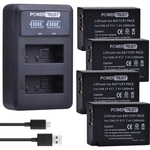 4x 1300mAh LP-E17 LPE17 LP E17 Li-ion Battery+LED USB Dual Charger for Canon EOS M3 M5 M6 Rebel T6i T6s T7i 750D 760D 8000D 800D