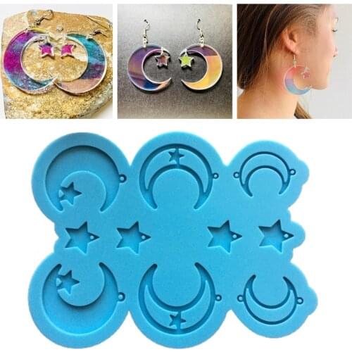 Moon Star Earring Epoxy Resin Mold Keychain Pendant Silicone Mould DIY Crafts Jewelry Necklace Casting Tools