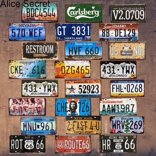 Bar Decor Metal Plate USA Decorative Metal Signs Plaque Vintage Route 66 Metal Poster Coffee Bar Home Decoration 15x30 cm