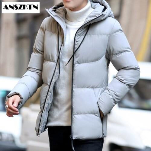 ANSZKTN The new winter 2020 padded cotton clothing youth fashion trend warm coat hooded Mens Thick Warm Male Cotton Clothing
