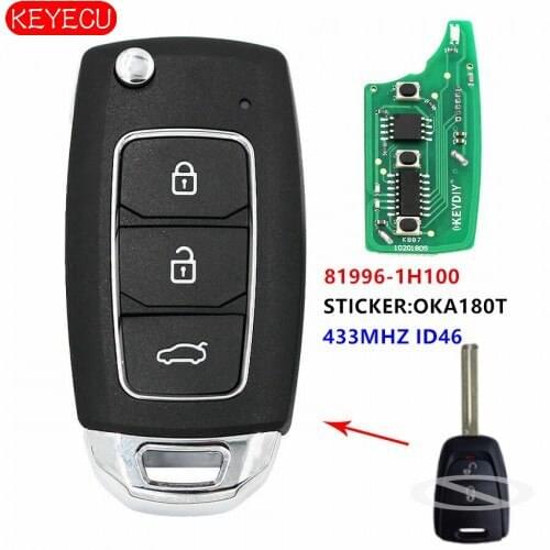 Keyecu Upgraded 433MHz ID46 Folding Remote Key Fob for Kia Ceed 10/2006 - 07/2009 P/N: 81996-1H100