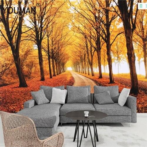 Wallpapers YOUMAN Custom Any Size 3D Photo Mural Autumn Golden Leaves Landscape Painting Home Decor For Study Room Background