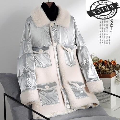 Real Fur Coat Female Vintage Sheep Shearing Down Jacket Women Clothes 2021 Korean Wool Fur Duck Down Coats Hiver 2226