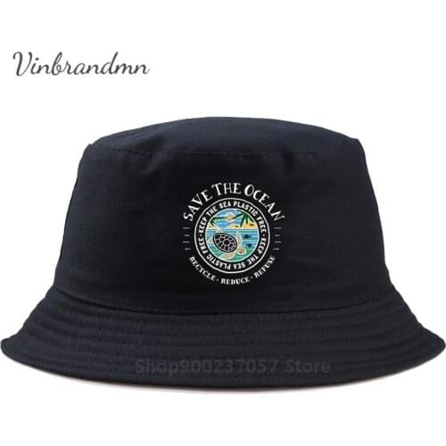 Turtle Great Keep The Sea Tortoise Plastic Free Environment 3D Print Panama Bucket Hat Save Ocean Gorros Fishing Fisherman Hat
