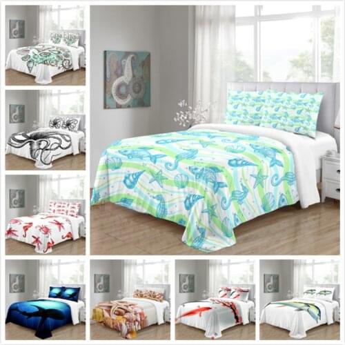 Ocean Bedding set Coast Beach Duvet Cover Set Blue Starfish Bed Set Kids Teen shell home textiles Summer Bedspread Quilt Cover