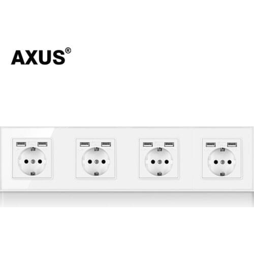 AXUS EU Standard Wall Power Socket, USB Many New style Panel, Bedroom socket,AC 110V-250V 16A Wall Embedded, Double usb Outlet