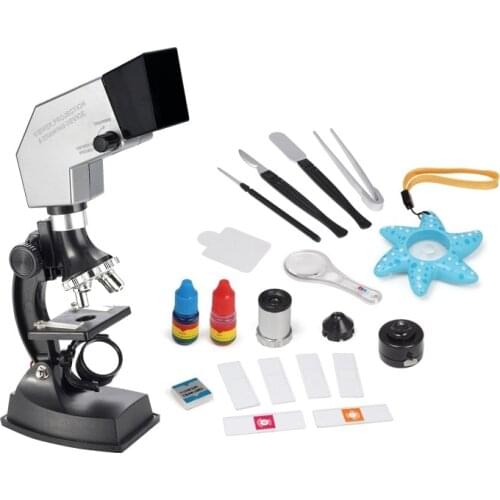 Christmas gift 900X-100X 4-way Pupils Children Scientific experiments Educational Toy Projection Microscope Set Microscope toy