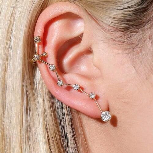 7 Zircon Single Stud Earrings Ear Clip Fresh Elegant Earrings For Women Gold Silver Color Earing Jewelry Crystal Stars Earings