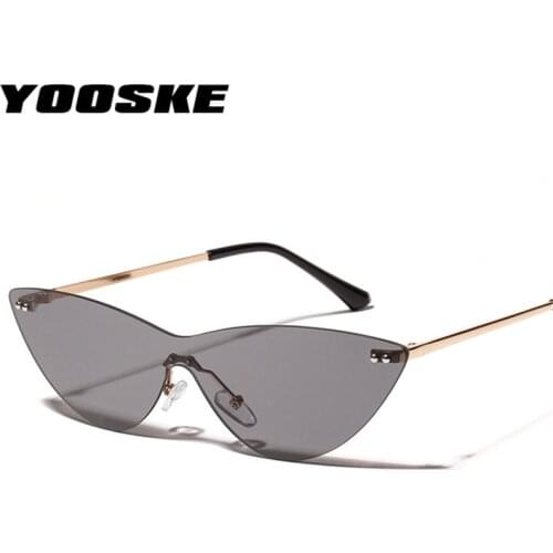 YOOSKE Brand Cat Eye Sunglasses Women Men Luxury Brand Designer High Quality Rimless Sunglass Men Vintage Sun Glasses sUV400