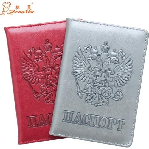 2020 Oil New pu leather Russian double-headed eagle emblem card holder bag travel ID credit ticket passport carf folder cover