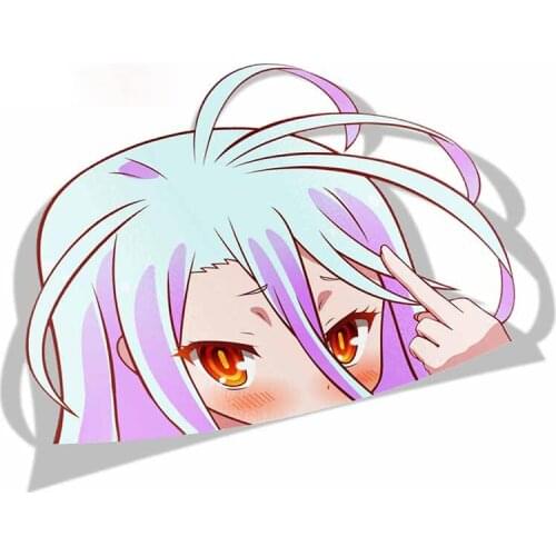 Personality Car Sticker for Shiro No Game No Life Peeker Big Head Anime Vinyl Rear Windshield Trunk Stickers Car Accessories