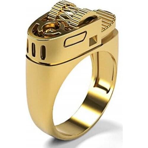 Gear Lighter Design Ring Special Finger Band For Men Personality Show Jewelry Gold Color Luxury Precision Accessories
