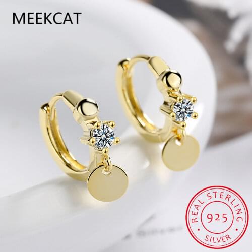 925 Sterling Silver Round Discs Hoop Earrings for Women Zircon Creole Huggies Fine Jewelry Gifts Dropshipping S-E1342