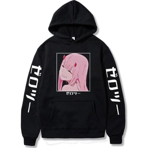 Zero Two Anime Darling In The Franxx Cartoon Womens Hoodie Aesthetic Graphic Manga Harajuku Sweatshirt Streetwear Unisex Hoody