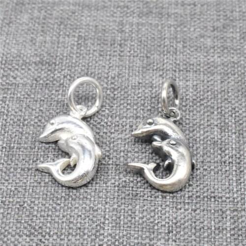 2pcs of 925 Sterling Silver Couple Dolphin Charms for Sea Ocean Bracelet Necklace Earring