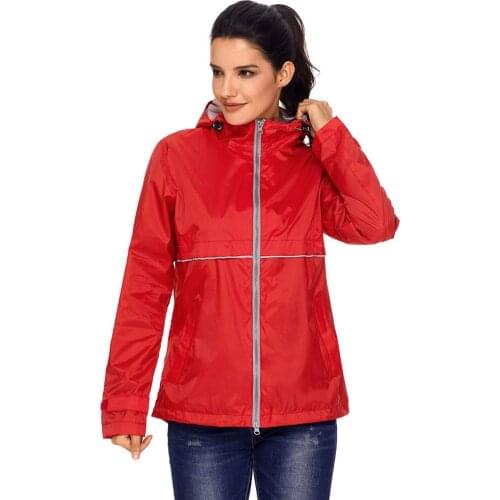 Womens Raincoat Autumn Plus-size European And American-Style Long-Sleeve Hooded Zipper Mountaineering