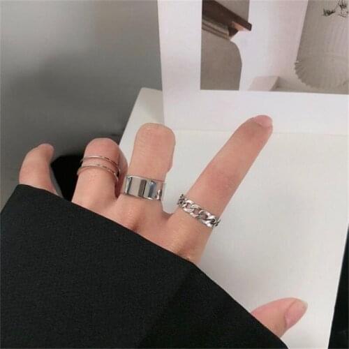Punk Minimalist Ring For Women Twist Cuff Open Rings Set Geometric Round Hip Hop Tail Ring Fashion Jewelry Accessories 2021 New