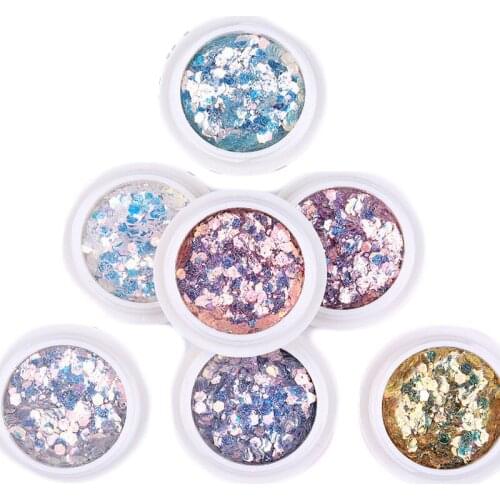 10G/JAR Acrylic Nail Glitter Flake Mix Size Holographic Glitter Powder Sequins For Eyeshadow Phone Case Lipgloss Chunky Nail Art