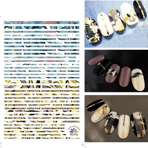 3D Nail Sticker Autumn Fashion Small Compact Adhesive Stickers Colorful Stripe Line Stickers for Manicure Nail Art Decoration