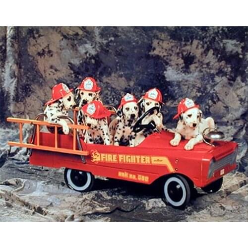 5D DIY Diamond Painting Cross Stitch Fireman Dog fire truck firefighter Rhinestone Mosaic Diamond Embroidery Animal Decor P1182
