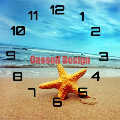 5d diamond painting cross stitch clock beach diamond painting clock diamond embroidery diy frame wall sticker diamond mosaic