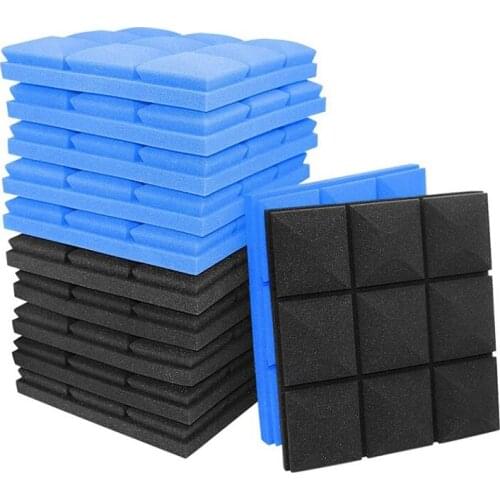 12 Pcs Acoustic Foam Panels,Wedges Sound Proof Foam Panels,Fireproof Studio Foam,9 Block Mushroom Design,30X30X5cm Retail