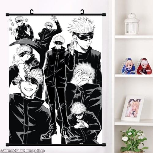 Anime Yuji Itadori Fushiguro Megumi Gojo Satoru Toge Inumaki Jujutsu Kaisen Wall Scroll Mural Poster Home Decor Collection Gifts