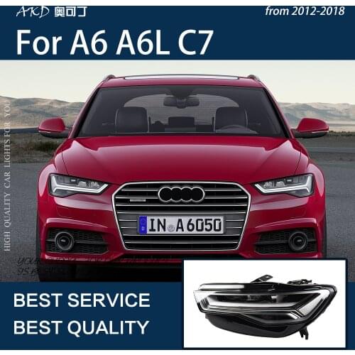 AKD Car Headlight for Audi A6 2012-2018 A6L LED Crystal Matrix Headlight Projection Lens Dual Light Headlight Assembly