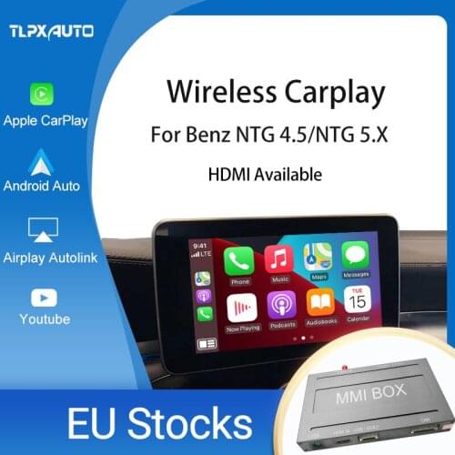 Andream Wireless Carplay Andorid Auto for Benz A/B/C/E/GLS/GLE NTG5.0 2015-2018 iOS Support Map Music Multimedia Smart Car Retro