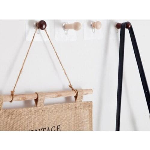 4Pcs/lot Wood Clothes Hanger Wall Mounted Coat Hook Decorative Key Holder Hat Tie Scarf Handbag Storage Hanger Bathroom Rack