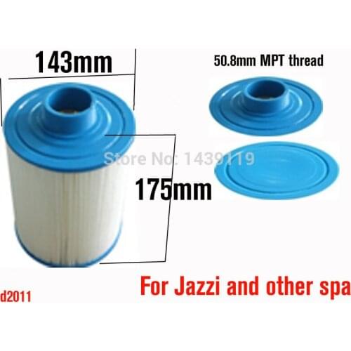 For pool Cartridge filter 2011 version, hot tub paper filter other spas, 175mmx43mm,50.8mm MPT thread