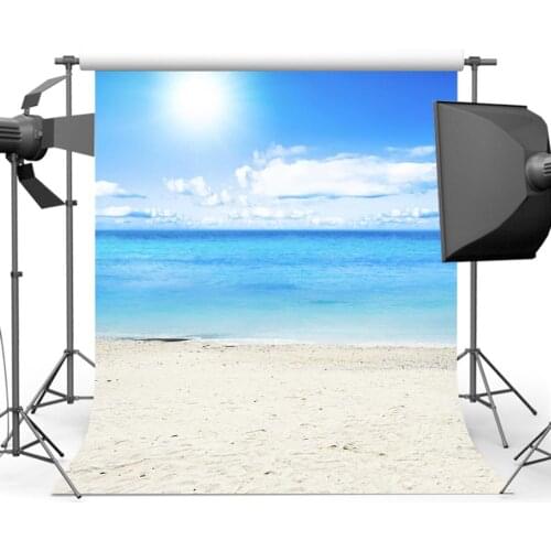 Mehofoto Summer Blue Sky Sea Photography Backdrops Sandy Beach Background for Photo Studio S-530