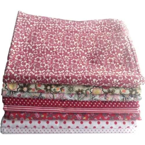Dark Red 8 Assorted Pre-Cut Cotton Quilt Fabric Fat Quarter Tissue cloth Bundle DIY Patchwork doll clothes fabric 50x50cm