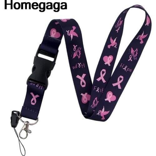 20pcs/lot Homegaga Prevention Mammary cancer logo ID Pass Card Badge Cartoon Neck Straps Key Phone USB Holder lanyard D2360