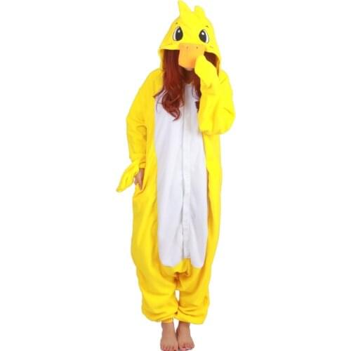 Kigurumi Yellow Duck Onesies Sleepsuit Adult Pyjamas Cartoon Sleepwear Unisex Men Women Onesie Pajamas Cosplay Costumes