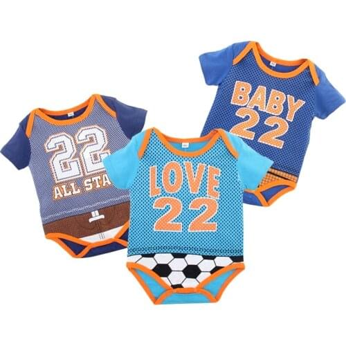 Baby Boys Bodysuits Summer Newborn Baby Basketball Sport Clothing Short Sleeve Football Infant Jumpsuits Baby Girls Clothes